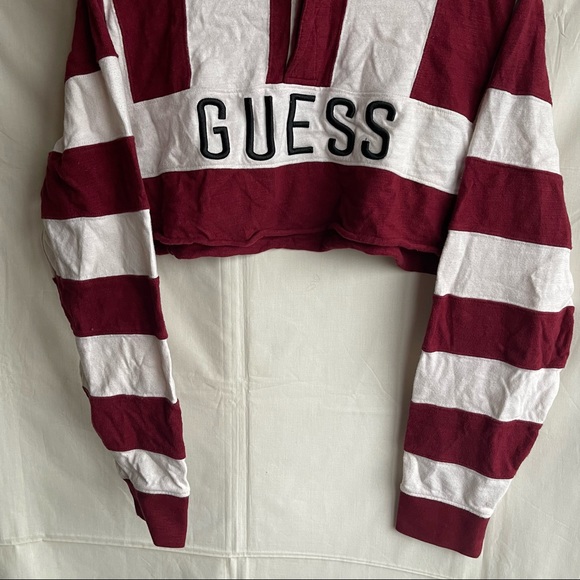 Guess Long Sleeve Rugby Crop Top - Picture 5 of 9